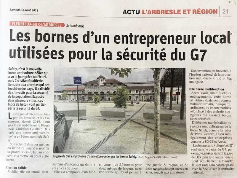 Article Presse sur la borne anti intrusion SAFELY pour protéger le G7