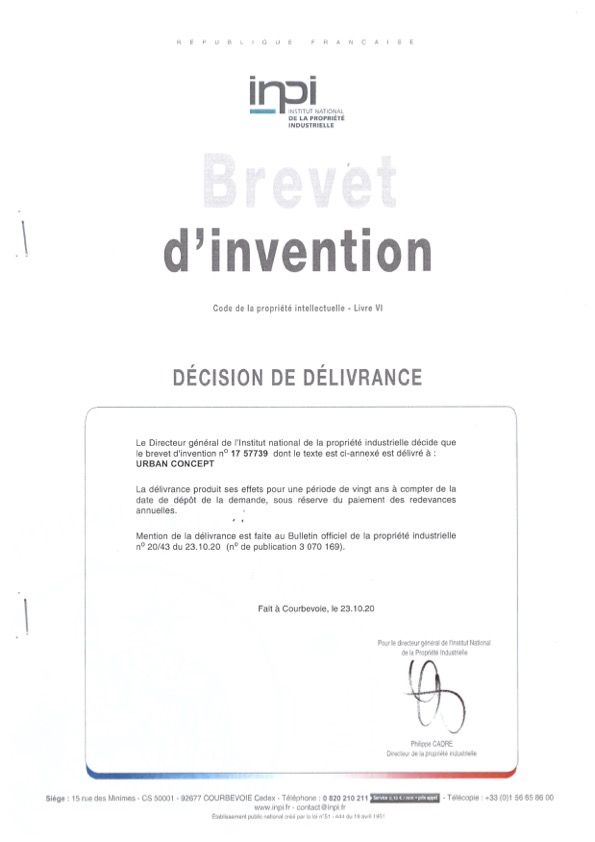 Brevet d'invention borne anti-bélier SAFELY